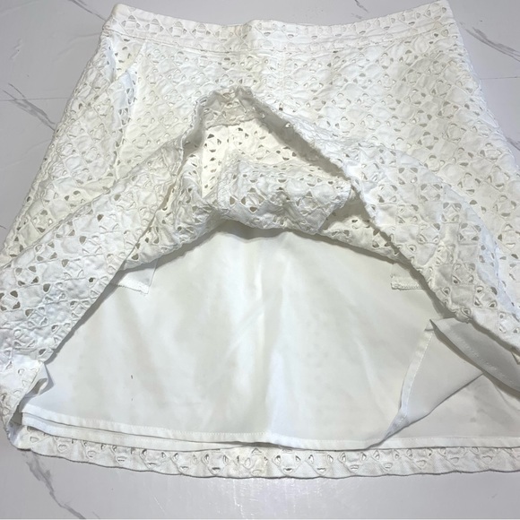 Club Monaco White Cut Out A Line Front Pleat Lined Skirt Size 2 - Picture 4 of 9